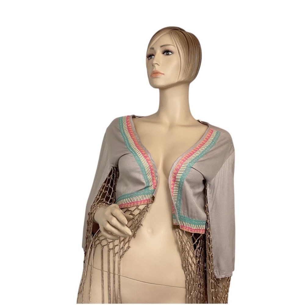 Judith March Bohemian Fringe Aztec Festival Open‎ Front Vest Size Medium